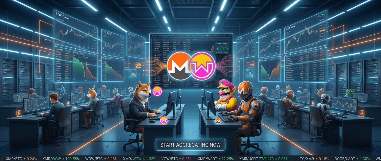 Screenshot of Neroswap DEX and CEX orderbook aggregator interface