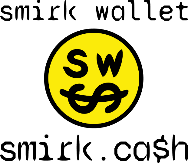 Screenshot of Smirk Wallet browser extension showing multi-currency support for BTC, LTC, XMR, WOW, and GRIN