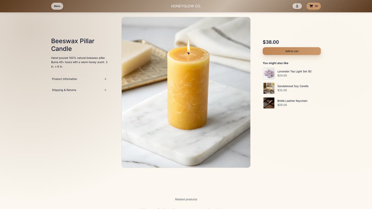 Honeyglow (artisan): Editorial product pages