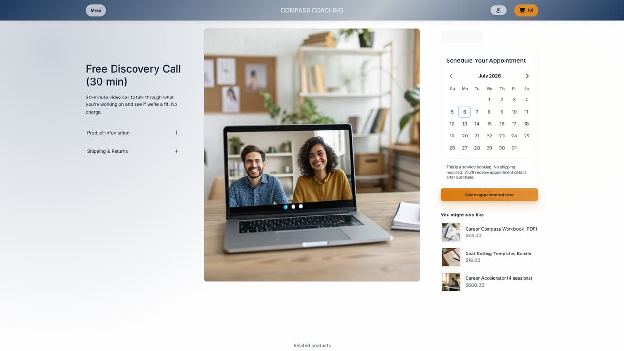 Compass (coaching): Schedule a discovery call inline
